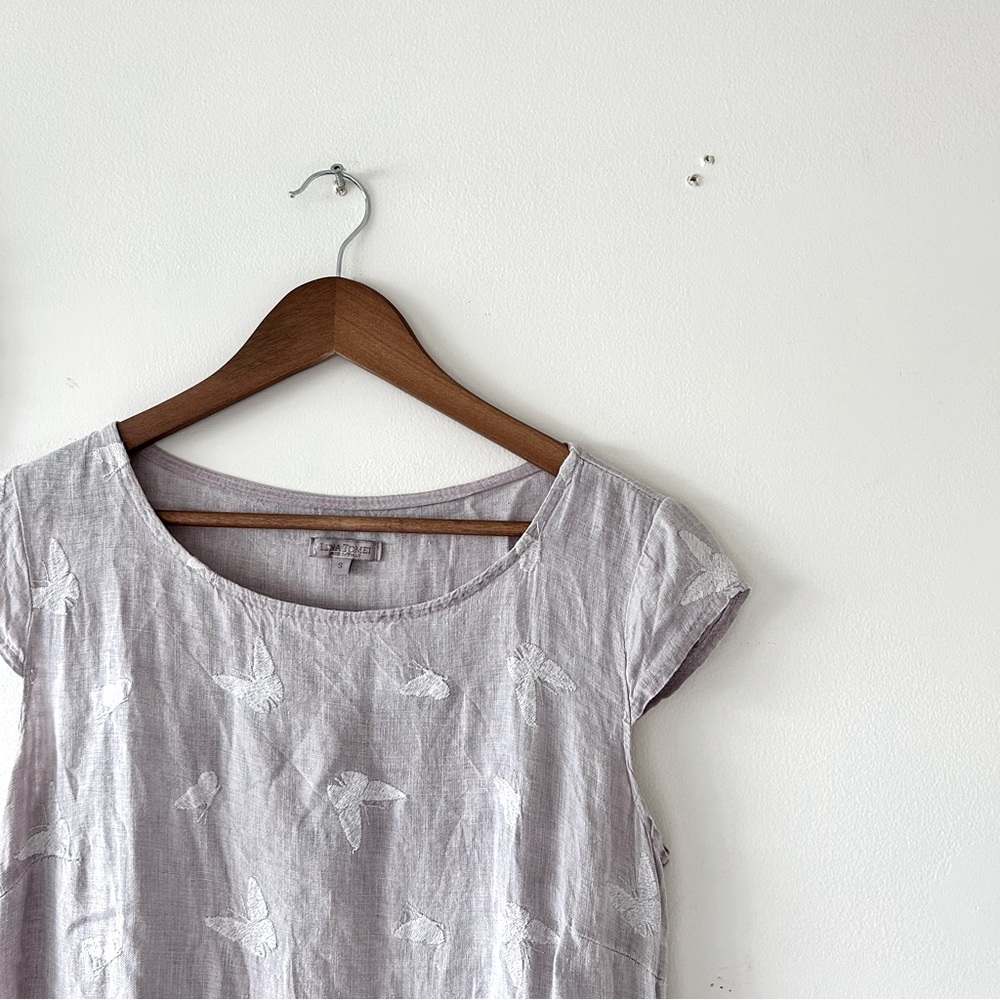 VINTAGE | Butterfly Linen Mini Dress By Lina Tomei